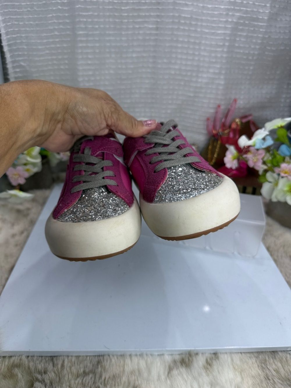 (T5) Glitter sneakers for girls, lightweight & non slip, 34EU/4US litle girls - Picture 14 of 14
